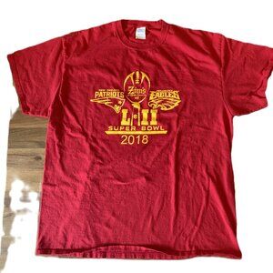 2018 Super Bowl  Men's Tee Shirt  Size XL Red Port & Company  Patriots vs Eagles
